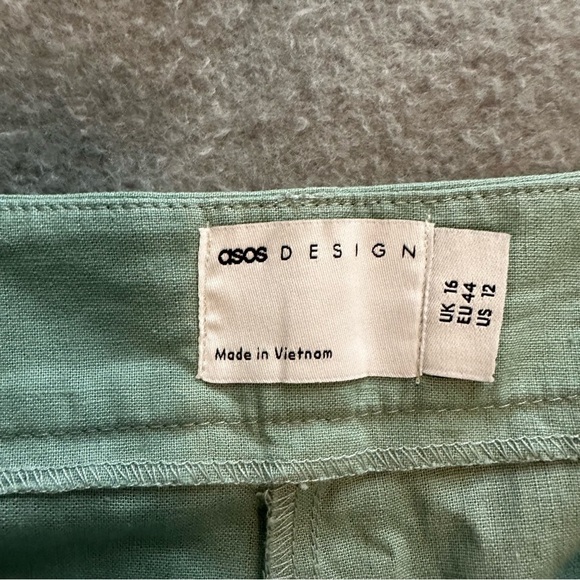 ASOS Design dad linen pants light green size 12 - Picture 5 of 8